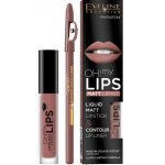 Komplekt Eveline&nbsp;Oh My Lips Liquid Matt 02 Milky Chocolate: huulepulk&nbsp;4.5 ml + huule kontuurpliiats 1 tk