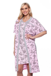 Naiste hommikumantli ja &ouml;&ouml;s&auml;rgi komplekt Betul 658, puuvillane, roosa