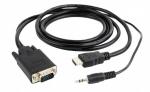 Adapter Amberin HDMI - VGA / 3.5 mm, 1.8 m