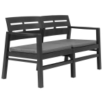 vidaXL kahekohaline aiapink patjadega 133 cm, plast, antratsiithall