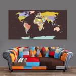 Maailmakaart riikide ja pealinnade nimedega, kingituseks n&ouml;&ouml;pn&otilde;elad! DB002 200x100 cm.