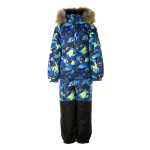 Huppa Laste talvekombe WILLE, blue pattern/ black