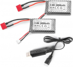 Laetavad Lipo akud 7.4V 1000mAh T-pistikuga 18859, 2 tk