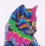 Teemantmosaiik V&auml;rviline kass, 30x30 cm