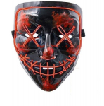 Halloween Purge mask LED 4 valgusrežiimiga, punased triibud