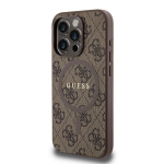 Guess &uuml;mbris iPhone 15 Pro 6.1 GUHMP15LG4GFRW pruuni v&auml;rvi HC MAGSAFE PU 4G RING CLASSIC LOGO jaoks