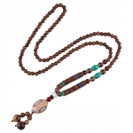 NEPAL BUDDHIST MALA TIBETAN Munk puust kaelakee HANDKASVATUD amulett EL74, NEPALAS BUDISTŲ MALA TIBETANAS Vienuolio medinis vėrinys rankų darbo amuletas