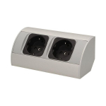 Pistikupesa 2x230V - OR-AE-1303/G(GS) schuko, srebrny