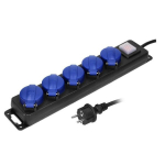 T&ouml;&ouml;koja pikenduskaabel koos l&uuml;litiga IP44 5x2P+Z kummikaabel OR-AE-13159(GS)/5M schuko