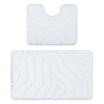 Kaheosaline vannitoakomplekt vaip SUPREME WAVES, lained, libisemiskindel, pehme - valge