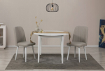 I&scaron;plečiamas valgomojo stalo ir kėdžių rinkinys (3 vienetai) Vina 1005 3 v2 - White, Cream