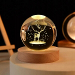 GLASS PALL 3D NIGHT LIGHT 6cm USB toiteallikaga LASTELE L&Otilde;PUTUBA Jelonek, Stiklo kamuolys 3D naktinis &scaron;viestuvas 6 cm USB maitinimas, skirtas vaikų kambariui Jelonek