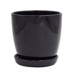 Keraamiline lillepott alusega must 17 cm