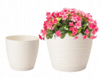 Kreemjas plastikust lillepott alusega 16,7x15,4 cm Sahara