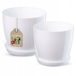Lillepott alusega, valge, komplekt 23+28cm