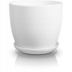 Keraamiline lillepott alusega valge 17 cm