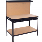 T&ouml;&ouml;laud garaažile 120x60x155 cm t&ouml;&ouml;tasapinna ja sahtliga, must ja pruun