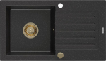 Mexen Pablo graniidist valamu 1-kauseline n&otilde;rgumisalus, 752 x 436 mm, must/h&otilde;bedane metalik, kuldne sifoon - 6510751010-73-G