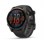 Garmin fēnix&reg; 8 &ndash; 43mm AMOLED Sapphire Carbon grey DLC titanium with Black/pebble grey silicone band