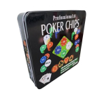 Pokkerikomplekt nimiv&auml;&auml;rtusega metallkarbis, 100 tk.