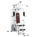J&otilde;usaali seade Fitness Station Multigym treeningseade koos raskustega, laadit&otilde;mme, jalak&otilde;verus, metall, PU-kunstnahk, valge, 150 x 110 x 210 cm
