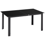 Aialaud 6-le inimesele, ilmastikukindel, karastatud klaasiga terrassilaud, 150 cm x 90 cm x 74 cm, must