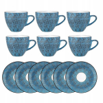 Porcelaanist tee-kohvitass sinine 300ml ja taldrik 15cm Wilmax