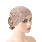 (03 Khaki) Moslemid naised Lilled V&auml;hk Kemom&uuml;tsi Kapott Juuste v&auml;ljalangemine M&uuml;ts Islami Turban Cap Pea &uuml;mbris Kaan Beanid Skullies Araabia Rhinestone, 03 chaki
