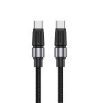 Jellico B26 Kootud Puuvilla &Uuml;ksikasjalik USB-C kuni USB-C Andmete ja Kiire PD 60W Laadimiskaabel 1.2m Must