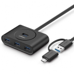 Ugreen USB 3.2 Gen 1 HUB 4x USB koos USB Type C port 1m must (CR113 40850)