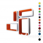 4-osaline riiulite komplekt CUBE LO01, valge/oranž