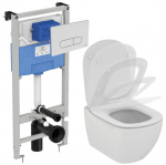 Seinale paigaldatav raamiga WC-pott Komplekti kuulub aeglaselt sulguva kaane ja peidetud s&uuml;steemiga Prosys 120M Ideal Standard Tesi AquaBlade WC-pott, samuti kroomitud WC-poti nupp. Kood R030501