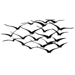 Metallist seinakaunistus Herd Of Birds, 120x55 cm