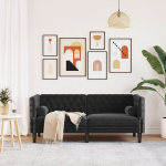 2-kohaline Chesterfield diivan rullpatjadega must samet CFE59535