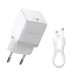 S&uuml;learvuti laadija Seina kiirlaadija Palm 20W USB-C QC3.0 PD3.0 koos USB-C kaabliga 1m, valge