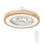 HOMCOM laeventilaator koos valgustuse kaugjuhtimispuldiga LED ventilaatori laevalgustus RGB v&auml;rviga, 6 kiirust 40 W lamp koos ventilaatoriga, taimer p&ouml;&ouml;ratav magamistoas looduse 50 cm, Natūrali mediena