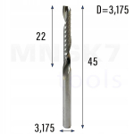 Spiraalne frees Mdf Cnc 1p 3.175*3.175*22*45 Vhm (huhao)