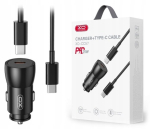 Kiire autolaadija Xo Qc Pd 25w Cc57 Usb Usb-c must + C-t&uuml;&uuml;pi kaabel