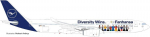 Herpa lufthansa a330 fanhansa - diversity wins - d-aikq 1:500 skaala miniatuurne kollektsioneeritav mudel ilma aluseta, metallist, valge