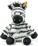 Steiff Zora Zebra valge / must 30 cm, pehmed Cuddly Friends, kaisukaru sebra, kaubam&auml;rgiga pl&uuml;&uuml;sm&auml;nguasi n&ouml;&ouml;biga k&otilde;rvas, kaisus&otilde;ber beebidele alates s&uuml;nnist