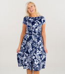 Naiste kleit 232238 01, tumesinine/valge