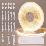 Benlun 12 V Cob led riba p&otilde;randakapi valgustuseks k&ouml;&ouml;gis 10 m, l&otilde;igatav 4000 K naturaalne valge led riba isekleepuv dimmeriga ja toiteplokiga kapi valgustuseks, akustilistele paneelidele, kappidele