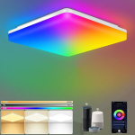 Lezoe 18 W nutikas Led-laevalgusti, dimmerdatav Rgb v&auml;rvimuutus, 1800 lm, 2,4 Ghz, Wlan Led-laevalgusti, v&auml;rviline Rgb juhitav rakenduse kaudu, Ip54 vannitoavalgusti elutuppa, &uuml;hildub