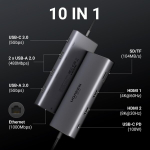 UGREEN USB C Hub 10-in-1, 100W PD, Grau