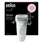 Braun Silk-&eacute;pil 7, naiste epilaator / karvade eemaldaja pikaajalise karvade eemaldamise jaoks, siidiselt siledale nahale, Wet&Dry, valmistatud Saksamaal, 7-011, valge/h&otilde;be
