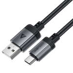 Acefast C20-04 USB-A kuni USB-C Kaabel 3A 1.2m Kiire Laadimine ja Andmeedastus Alumiinium Sulamist Konnektorid Must