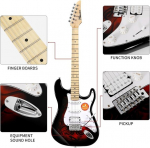 Elektrikitarr t&auml;iskasvanutele, algajatele, rokk-kitarr, professionaalsetele m&auml;ngijatele meestele ja naistele (flame)