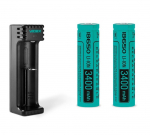 Akulaadija laetavate U101 akude jaoks Li-ion/IMR ja Ni-MH/Cd, Videx + akud 18650, 3400mAh, 3,7V (2 tk)