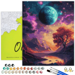 Maalid numbrite j&auml;rgi Raamil Oh Art! Maastik, Kosmiline maastik 40x50 cm