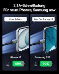 Iniu usb-usb c kaabel, (3 t&uuml;kki 2 m/2 m/0,5 m), laadimis-usb-c nailonkaabel, 3.1 a pd kiirlaadimise usb-c kaabel samsung galaxy s22 s20 s10 iphone 15 huawei p30 pixel 7 ipad air xiaomi ps5 jaoks